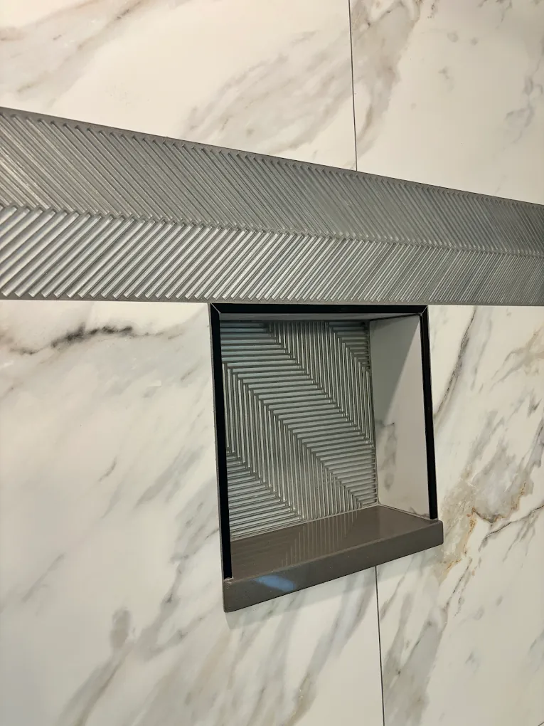 Marble shower with niche