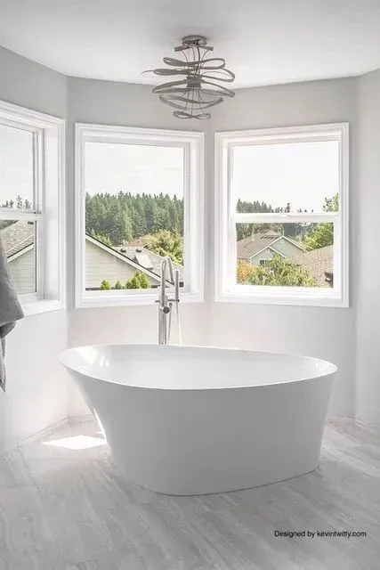 Bethany primary bath freestanding soaking tub in bay-window alcove